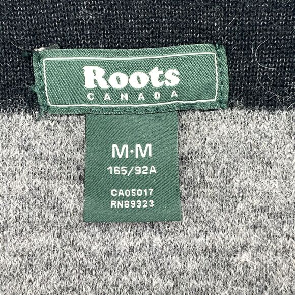 ROOTS CANADA Cardigan Womens M Boiled Wool Blend Striped Open Front Gray Black - Picture 8 of 12